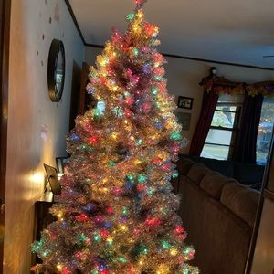 7 FT Pre-Lit Silver Christmas Tree